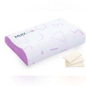 MLILY Kids Pillow for Sleeping, Adjustable KidsLily Kids Purple and White Pillow